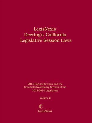 cover image of LexisNexis Deerings California Legislative Session Laws